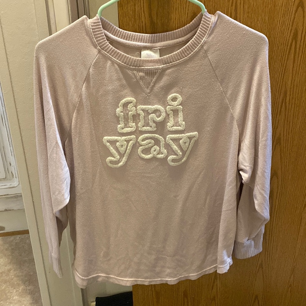 Small pink long sleeve shirt friyay